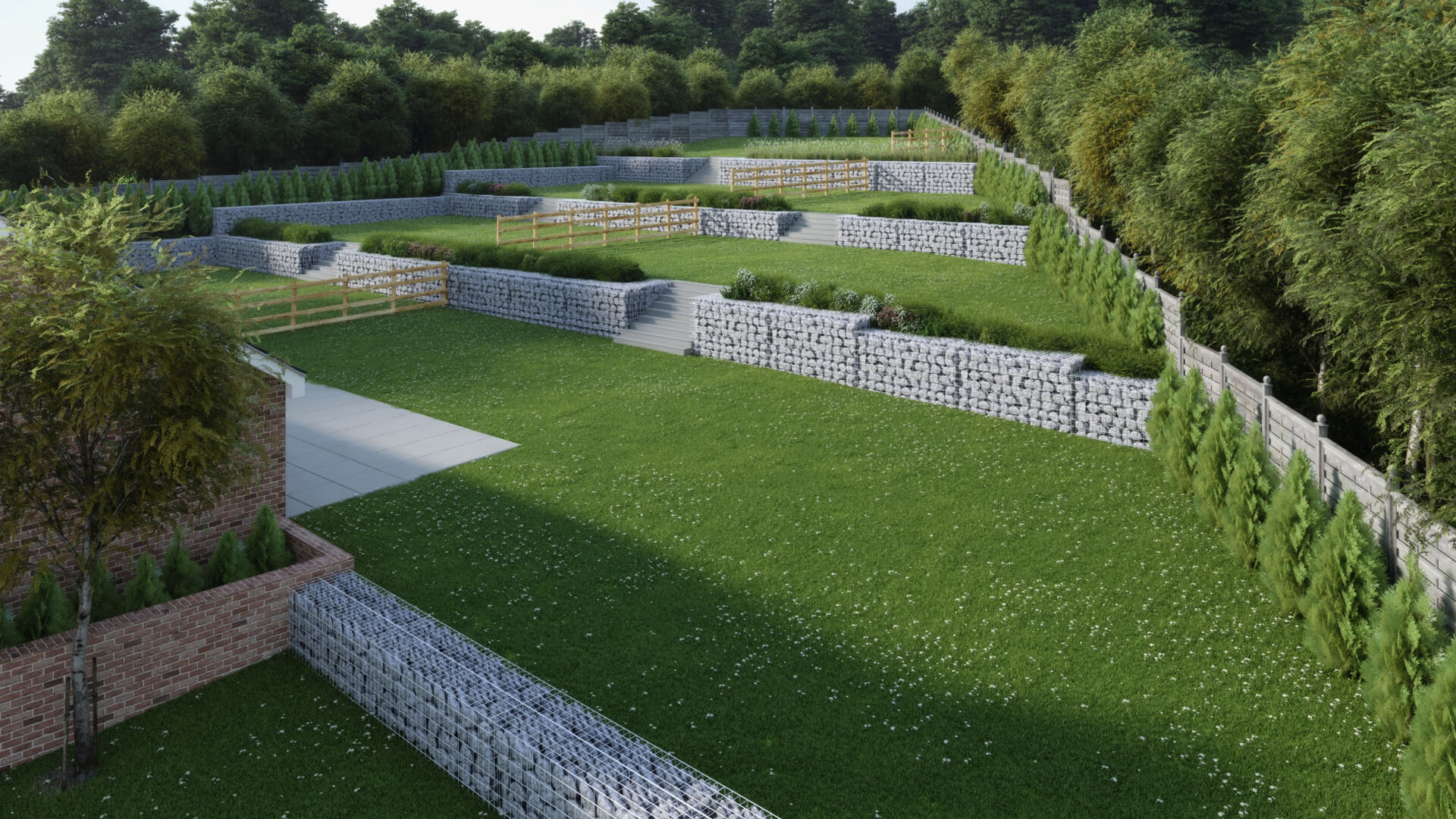 CGI of Gardens at Woodside court.