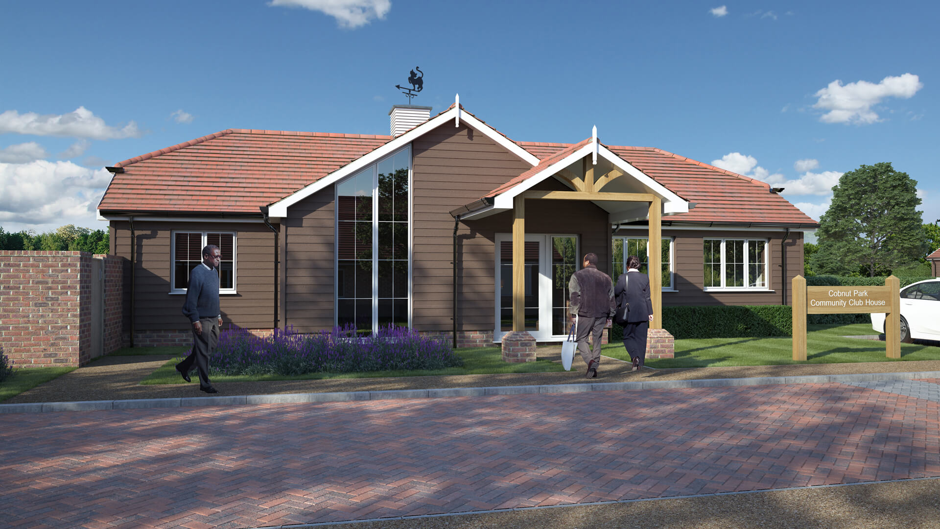 CGI of Cobnut Park Community clubhouse.