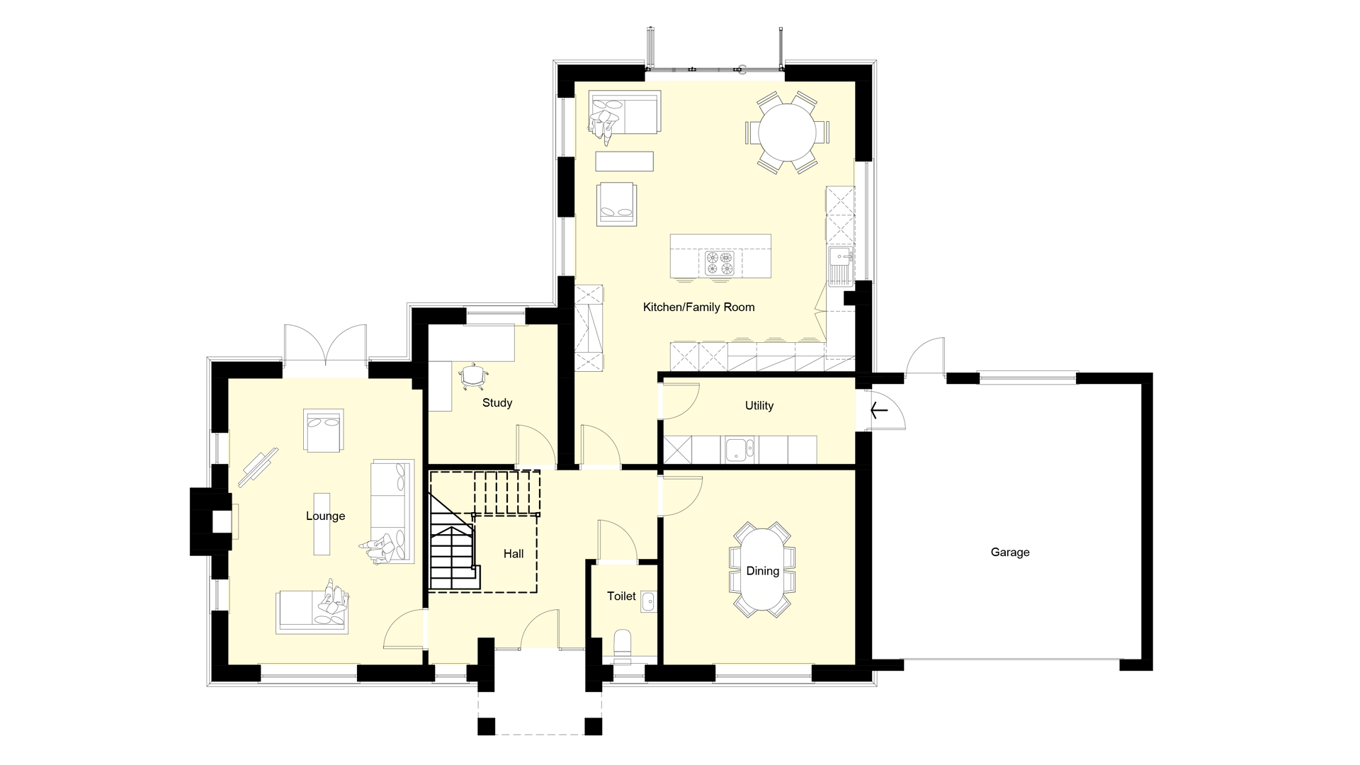 Layout of the ground floor at Plot 12 Weavers park.