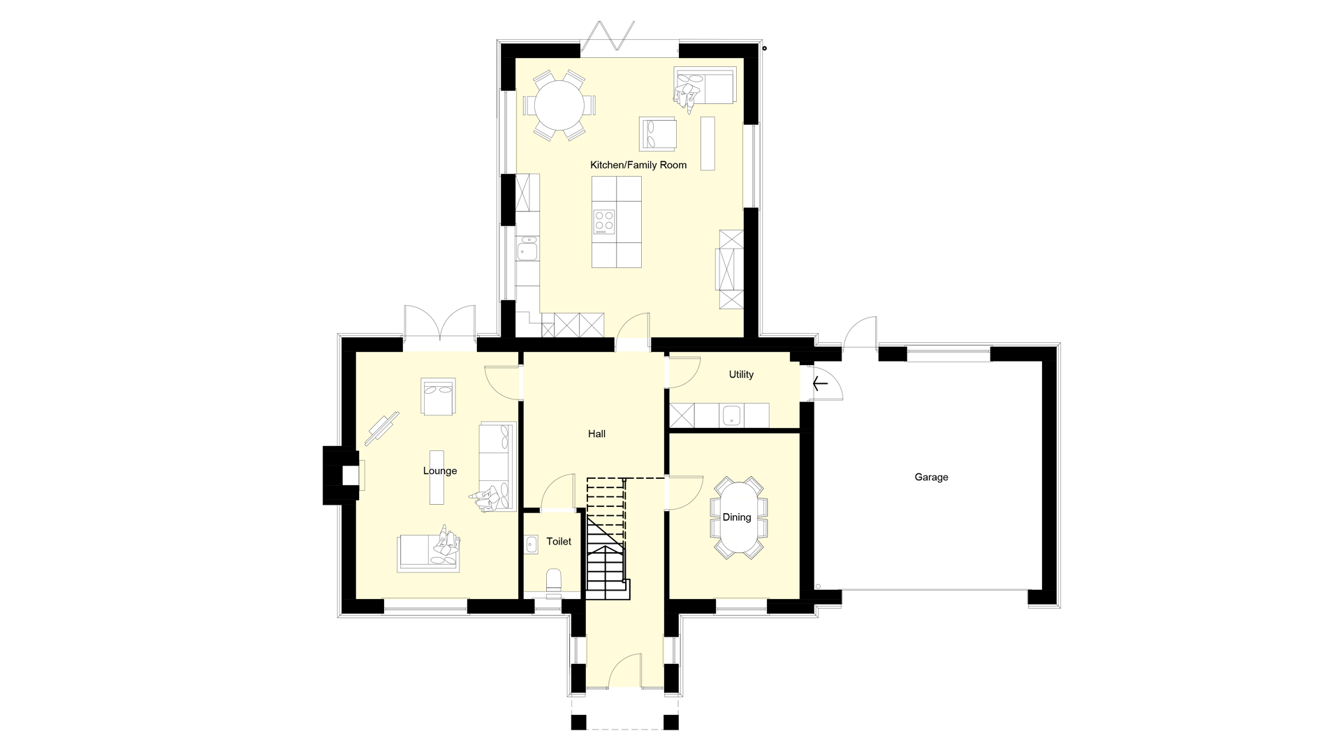 Layout of the ground floor at Plot 13 Weavers park.