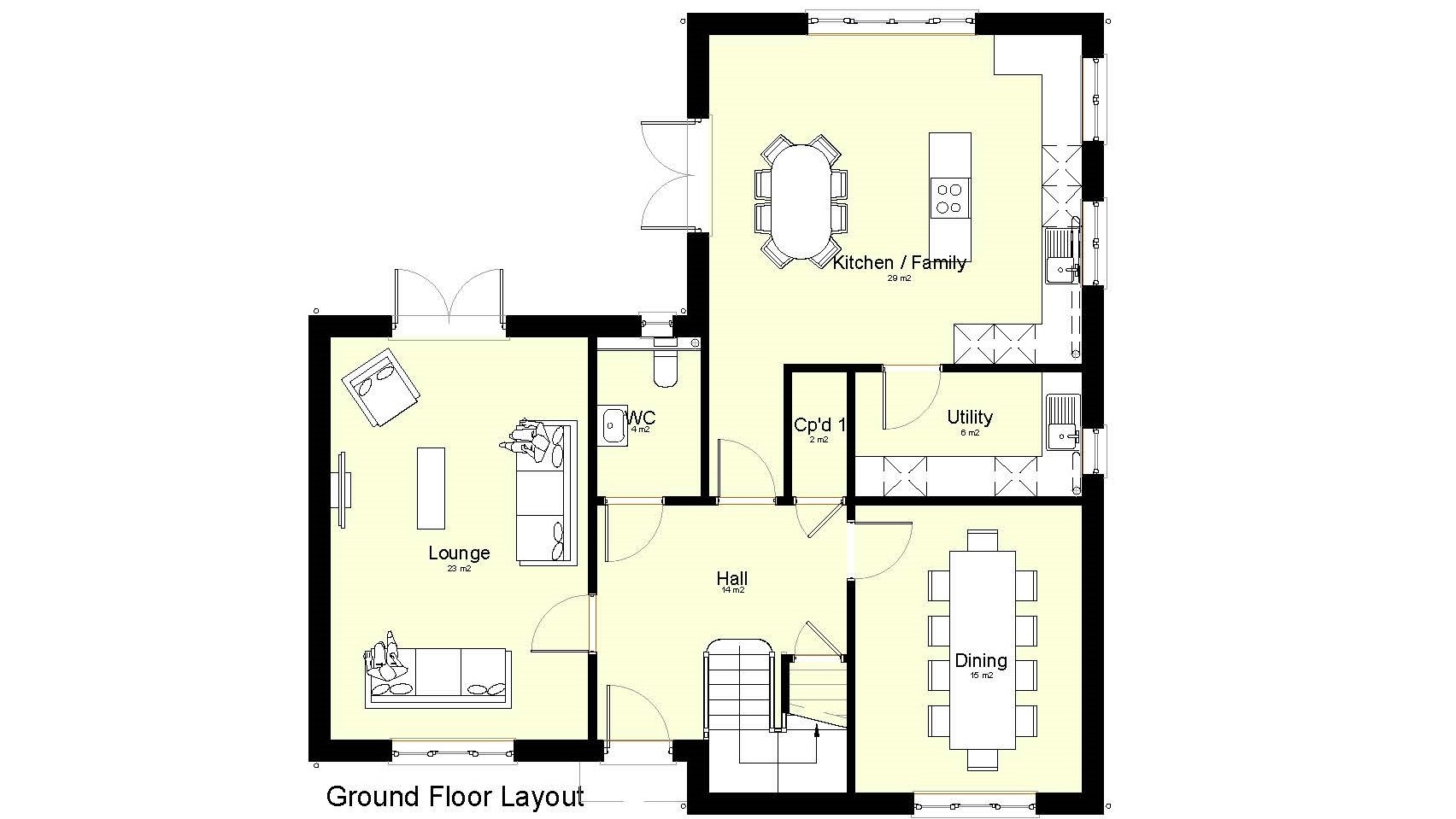 Ground floor plan for Plot 13 Miller's Meadow