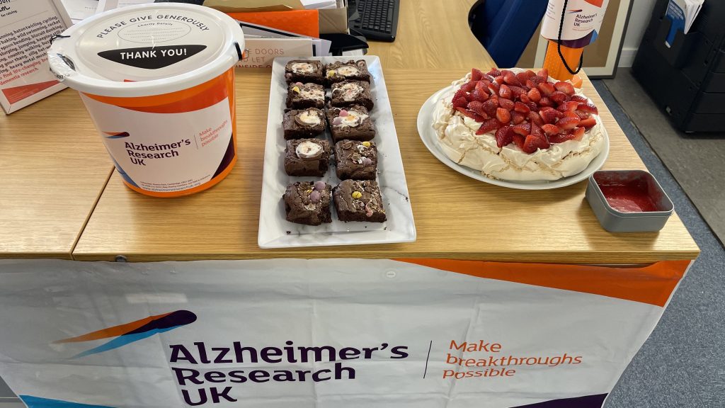 Brownies and Pavlova for Alzheimer's Research UK.