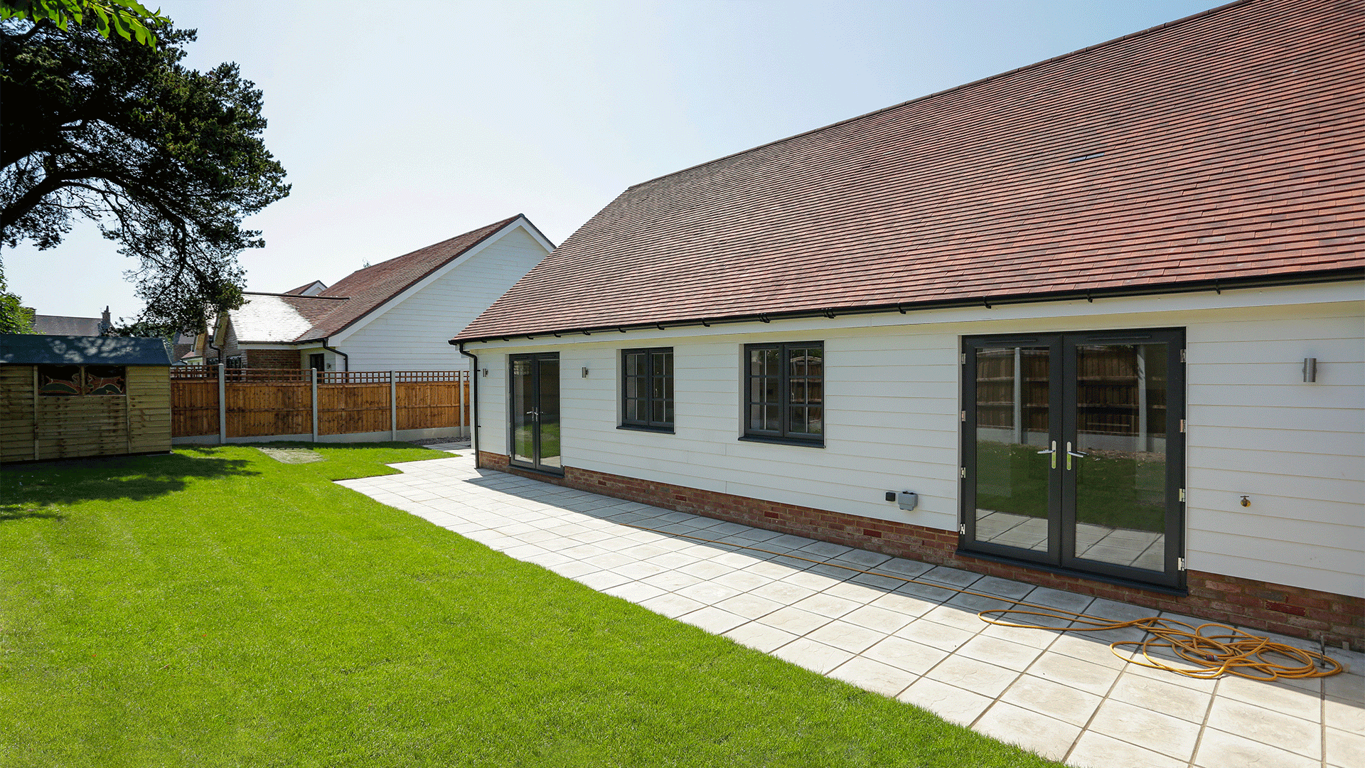 New build bungalow landscaped garden at Miller's Meadow