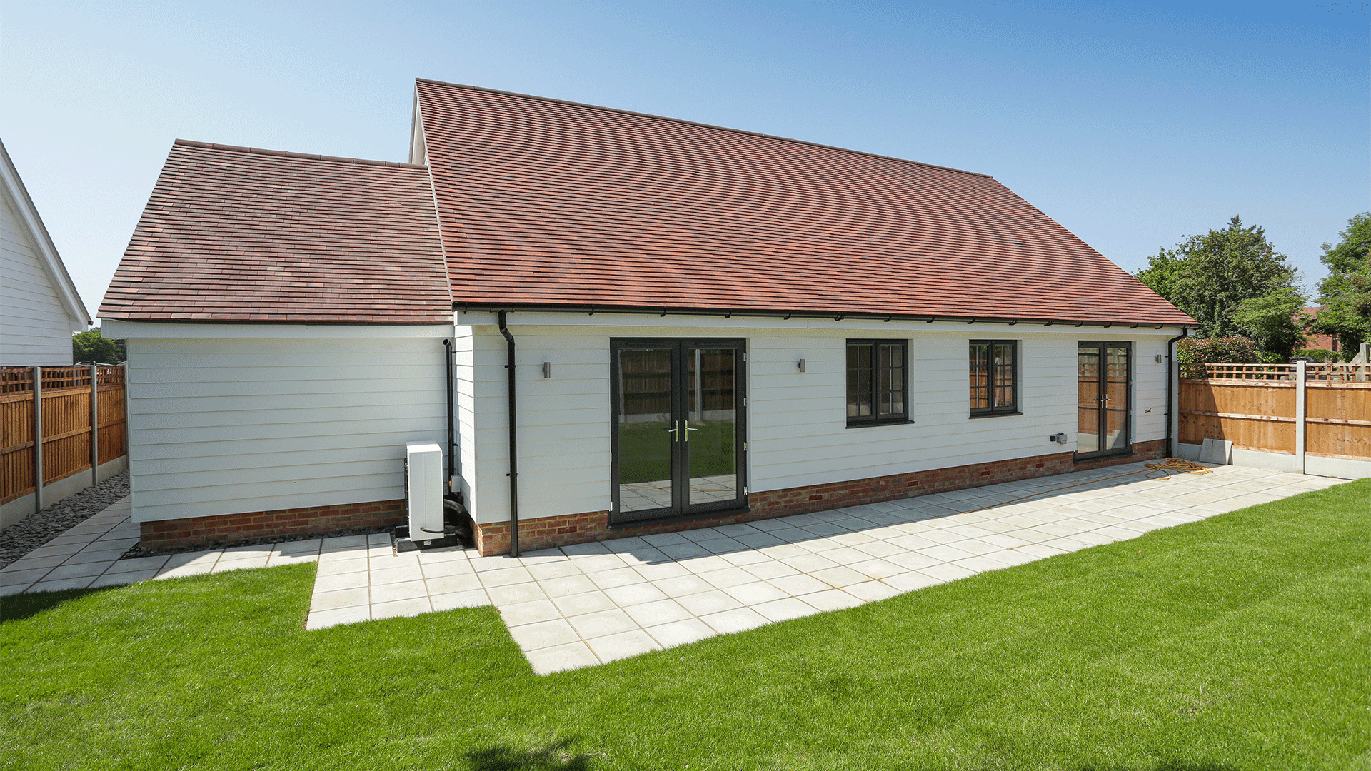 New build bungalow landscaped garden at Miller's Meadow