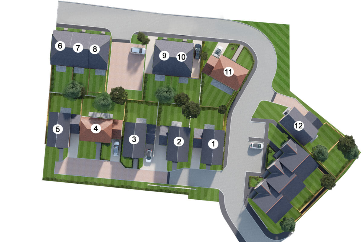 CGI Aerial view of Ivy court.
