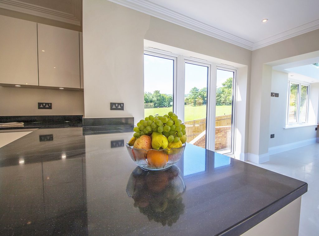 Kitchen with view of garden at Pilgrims Place