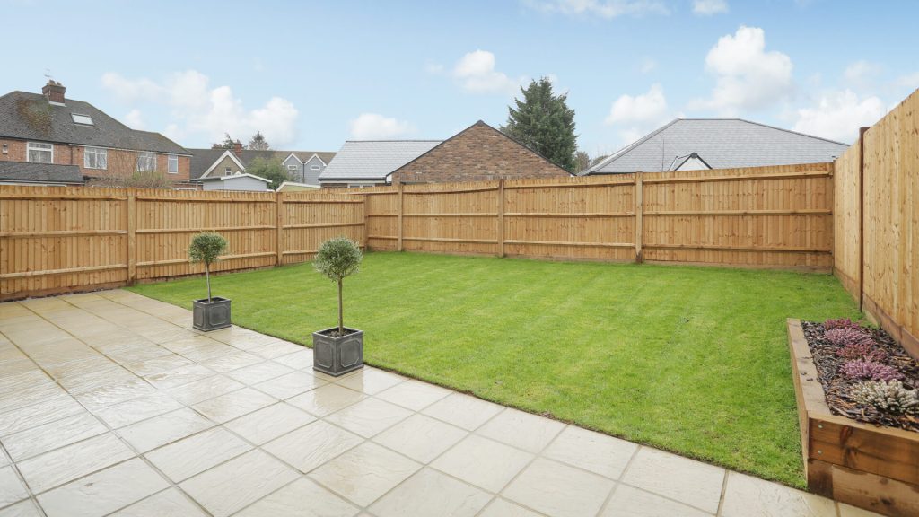Rear garden with patio at plot 9 Mulberry place.