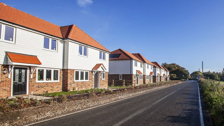 View from the development road looking at the new build houses atWeston Mews