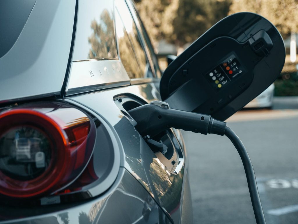 Electric car being charged.