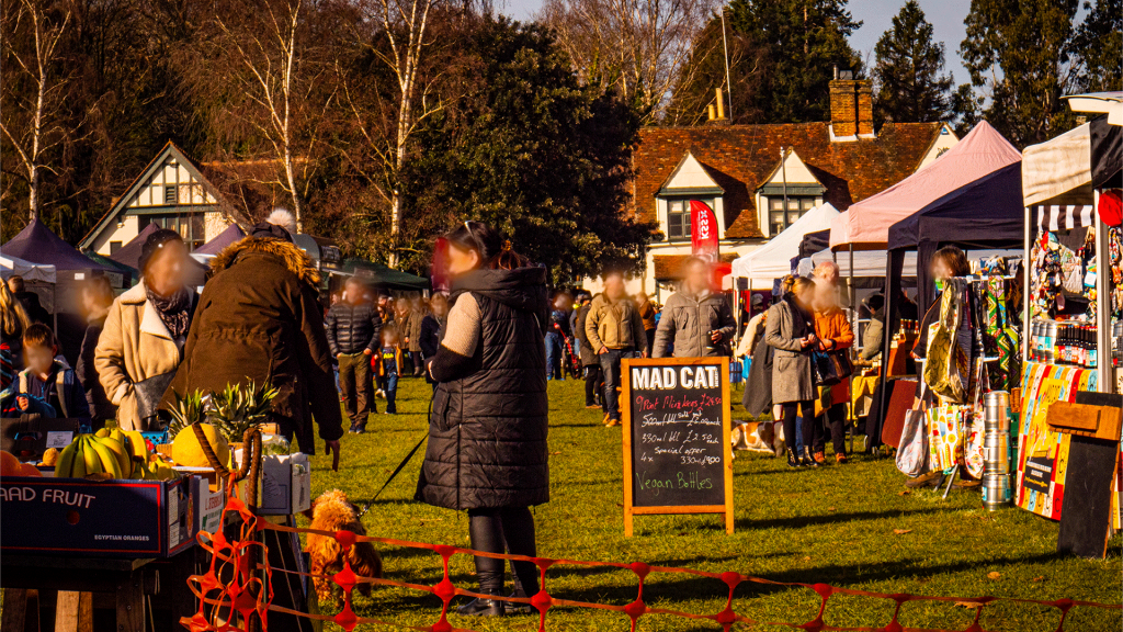 The Bearsted Green with a local market fare