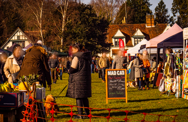 The Bearsted Green with a local market fare