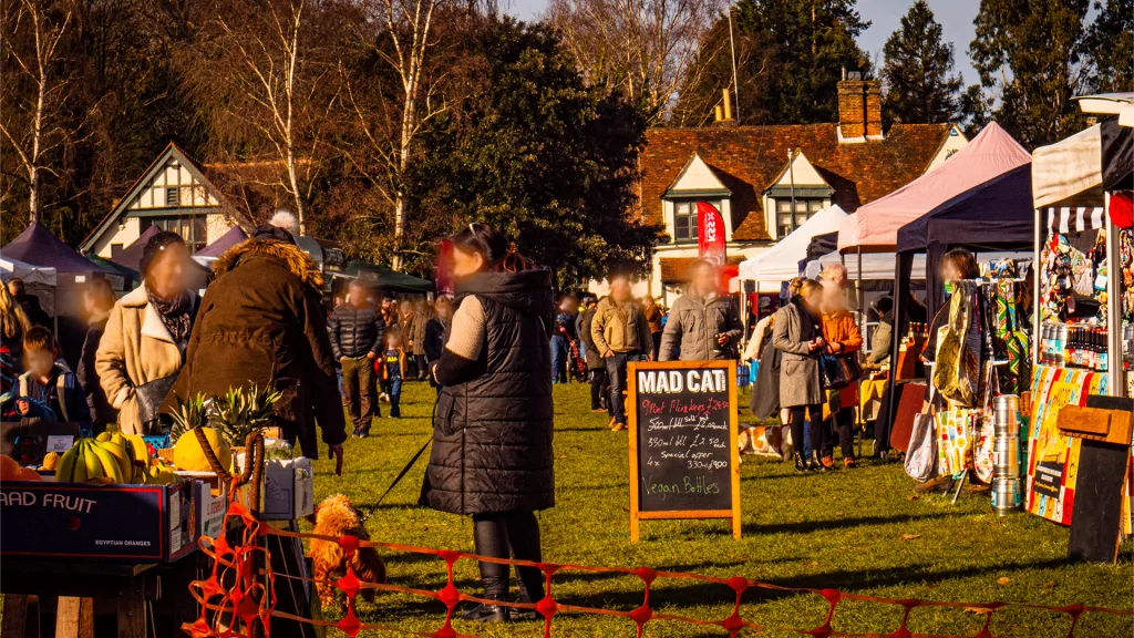 The Bearsted Green with a local market fare