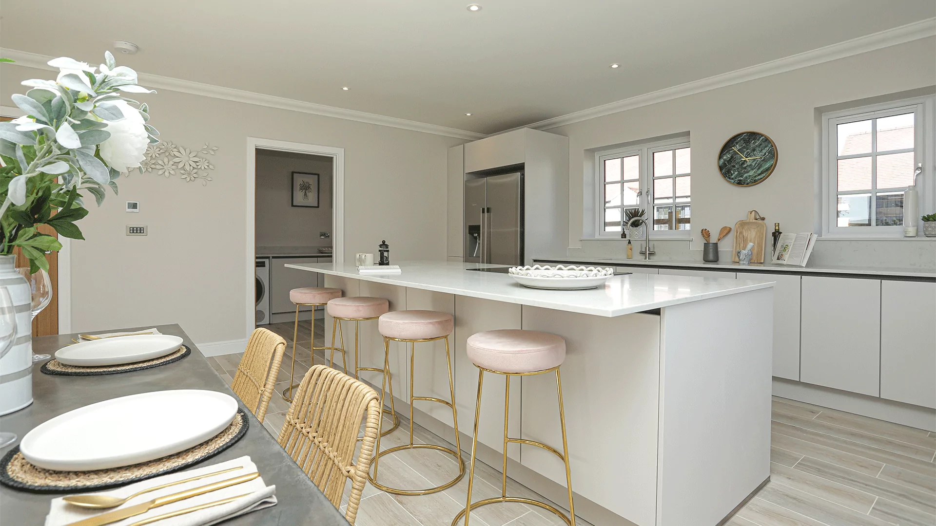 Miller's Meadow - Plot 8 Kitchen diner with a large central island and 4 bar stools